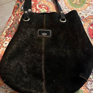 UGG Black Shimmery Suede Shoulder Bag